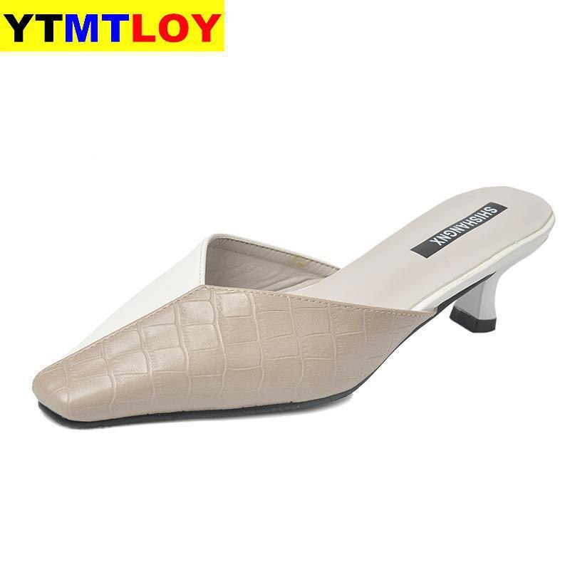 sommer Frauen Sandalen Hochzeit Schuhe Braut Spitz Frau Hausschuhe Niedrigen Fersen Kleid Schuh alias mujer Zapatos Mujer: khaki / 35
