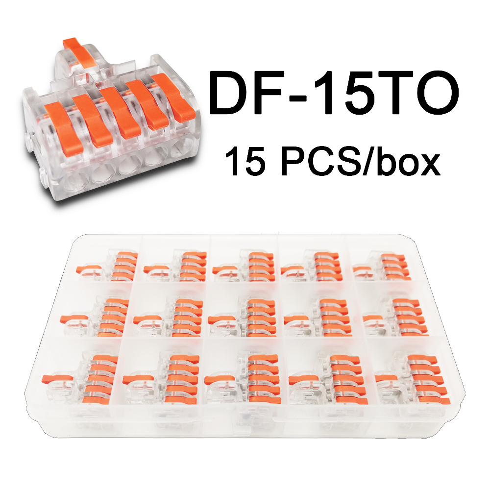 Mini Fast Boxed Wire Connector DF-12/13/14/15 Compact Conductor Spring Wiring Connector Conductor Push-in Terminal Block: 15 TO 15PCS