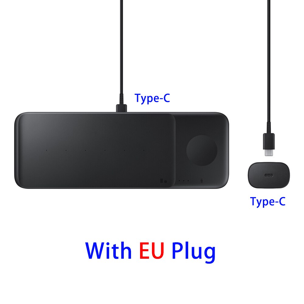 Nopea langaton laturi trio asema galaxy  s21 ultra 5g s20 fe s10 s9 s8 note 20 ultra 5g 10 9 buds pro langattomalle latausalustalle: Musta eu -pistokkeella