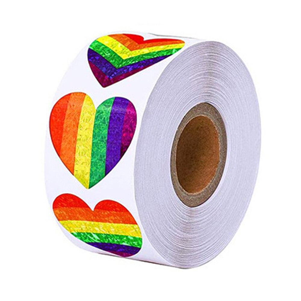 Autocollants pour Gay Pride, étiquette arc-en-ciel, amour, cœur, pâtisserie, 1 pouce, 50 à 500 pièces: QY859-500pcs