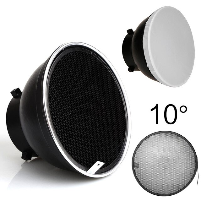 Reflector estándar de 7 pulgadas, difusor de 18cm con rejilla de nido de abeja de 10/20/30/40/50/60 grados, para flash estroboscópico de luz de estudio de montaje Bowens: 10 degree