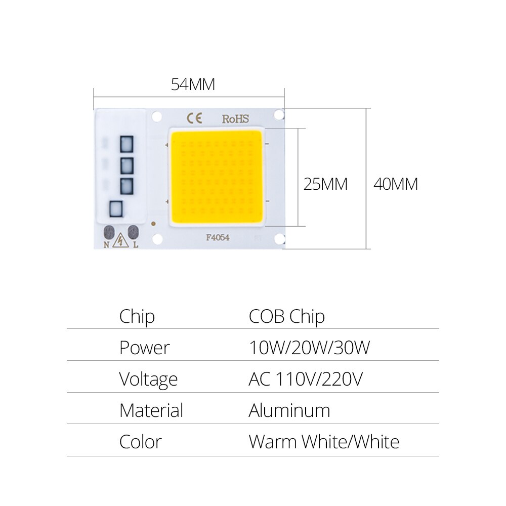 COB puce LED 220V 110V 30W 20W 10W LED perle COB puce Smart IC pas de scintillement LED projecteur pas besoin de pilote bricolage projecteur