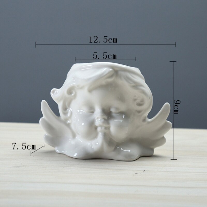 Ceramic Angel Flower Pot Cactus Wash Basin Succulent Potted Plant Flower Pot-Blue Prayer: 2