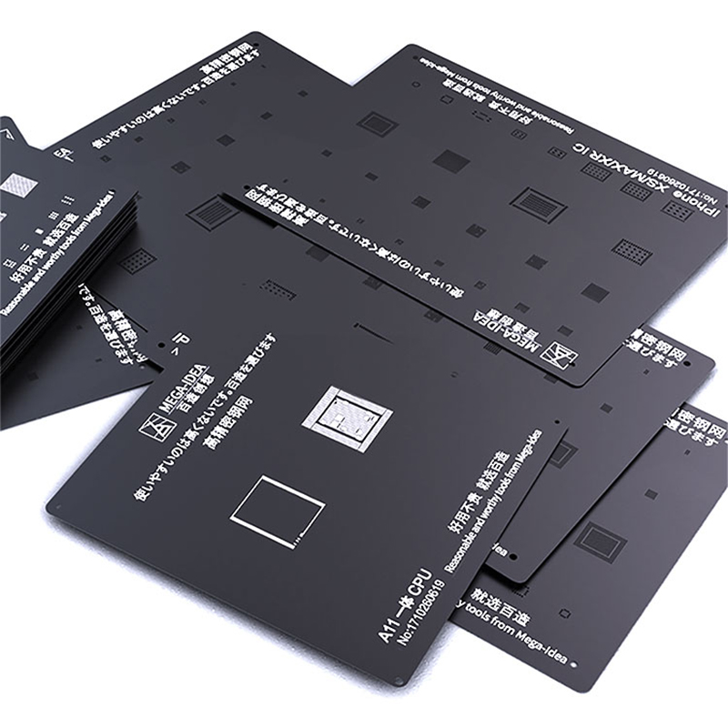 Qianli mega-idé bga svart universal stencil 0.3/0.35/0.4/0.5mm parallella hål multifunktion planteringsplåt nät bga reballing verktyg