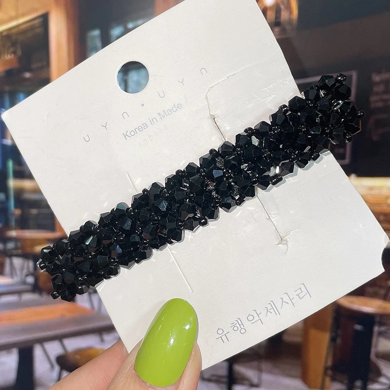 Moda cristal primavera grampos de cabelo pinos contas artesanais presilhas de cabelo para mulheres menina moda simples acessórios para o cabelo headwear: Lavanda