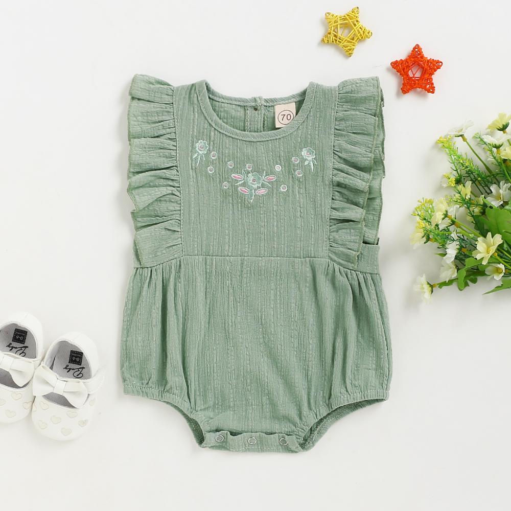 Barboteuse pour bébés garçons et filles, sans manches, à volants, motif Floral, vêtements d'été, tenue décontractée, une pièce,