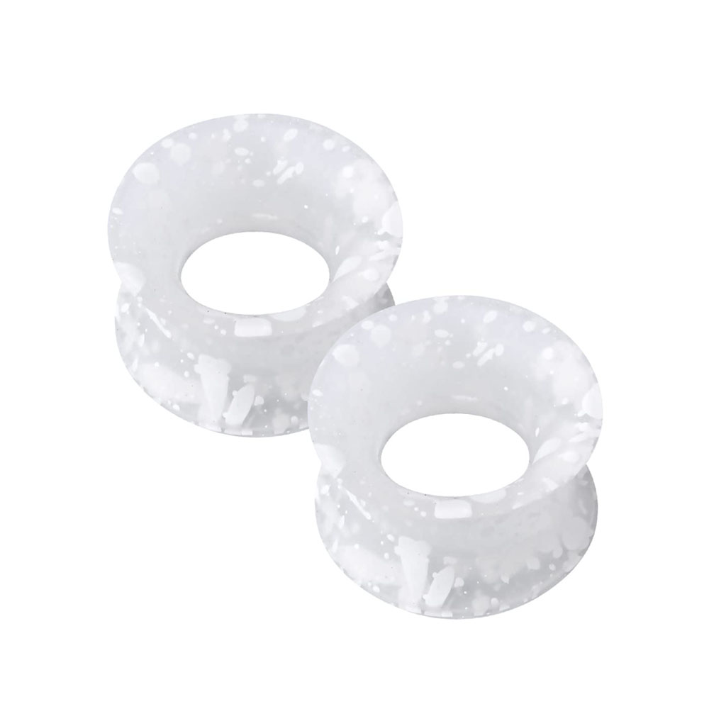Dilatadores de oreja de silicona para hombres y mujeres, dilatadores flexibles, expansores de doble campana, joyería para Piercing de oreja, 2-8 piezas: Negro / PLATEADO