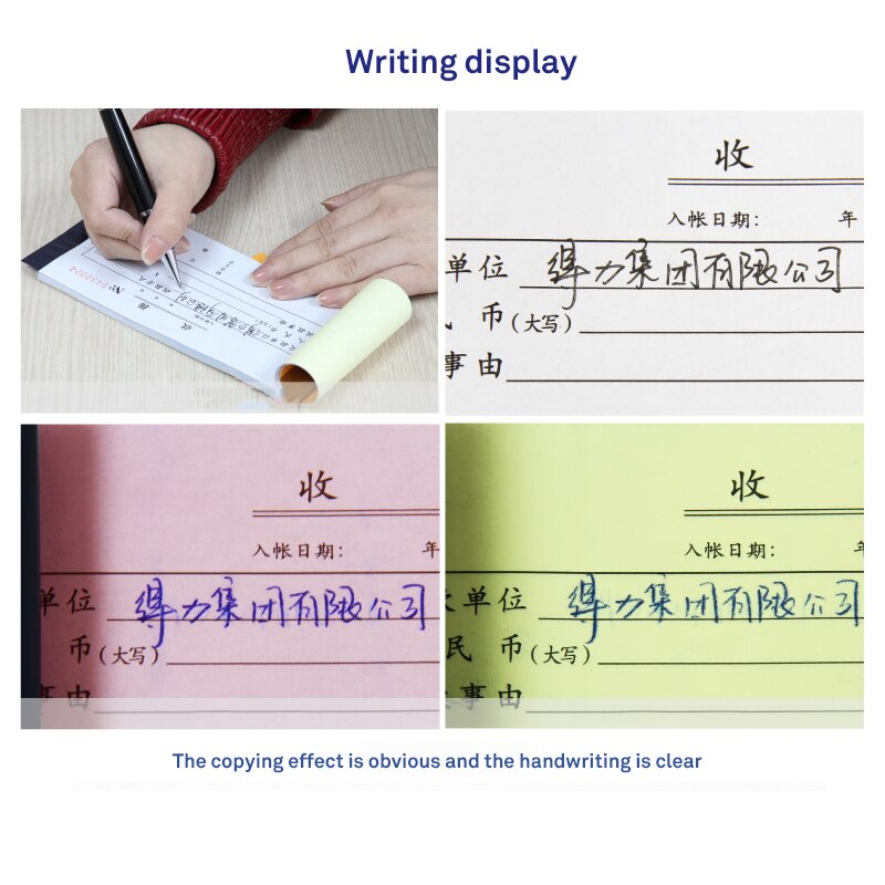 Deli Double sided Copy paper 48K blue Finance handwriting bill Copy paper 100 sheets with 3 red sheets