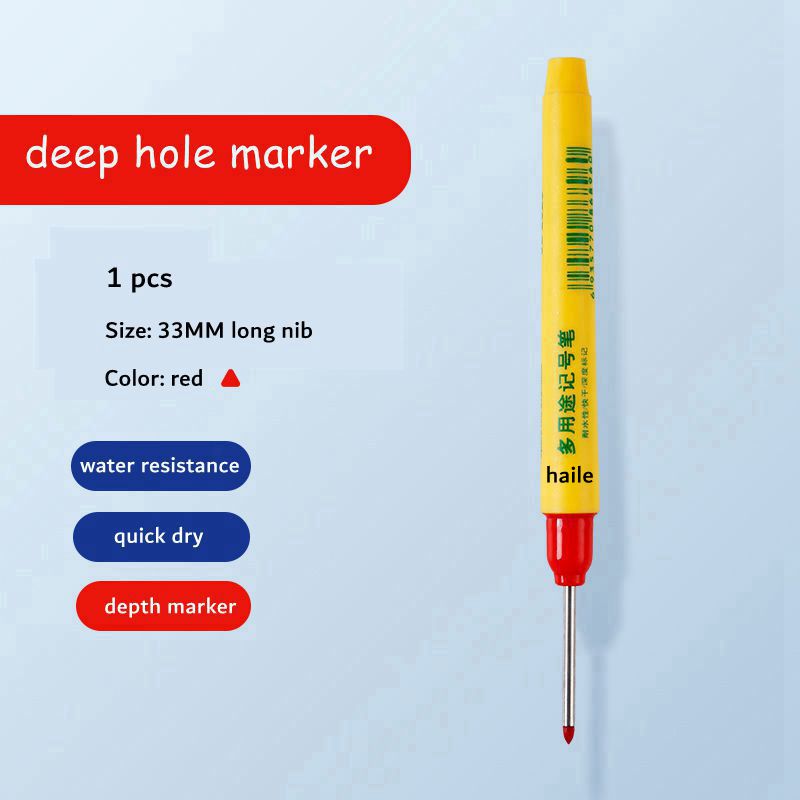 Haile Deep Hole Long Nib Multi-Purpose Marker Pens Waterproof Mechanical Carpentry Bathroom Woodworking Construction Marking Pen: green