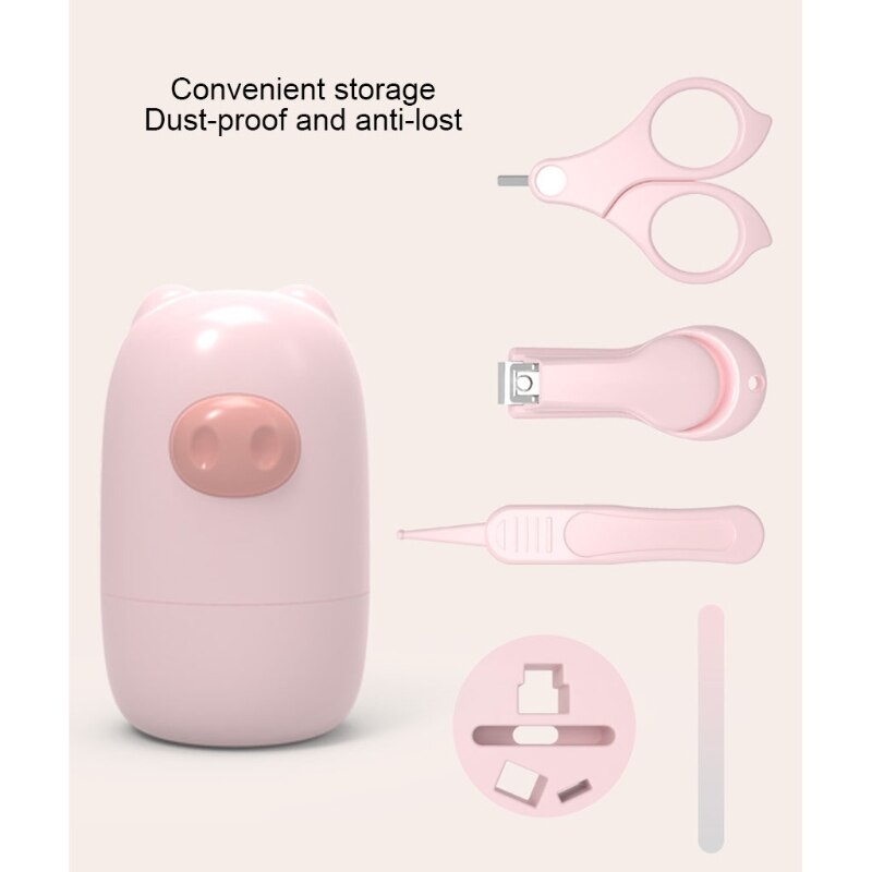 B2EB Professionele 4-In-1 Baby Nail Kit Met Leuke Cartoon Case Nagelknipper/Nagelschaar/Nagel bestand/Pincet Voor Baby