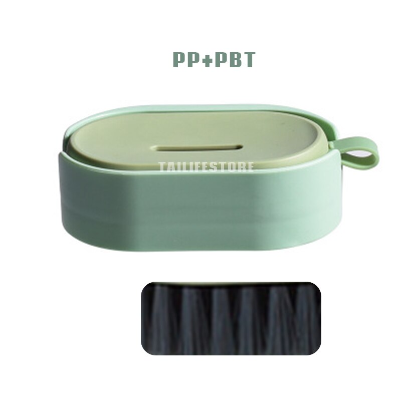 Cepillo para la limpieza de la ropa con bandeja, limpiador de polvo de cepillo, herramienta de baño de cocina para ropa, zapatos, Bol, olla, nórdico, PBT PP: Green A