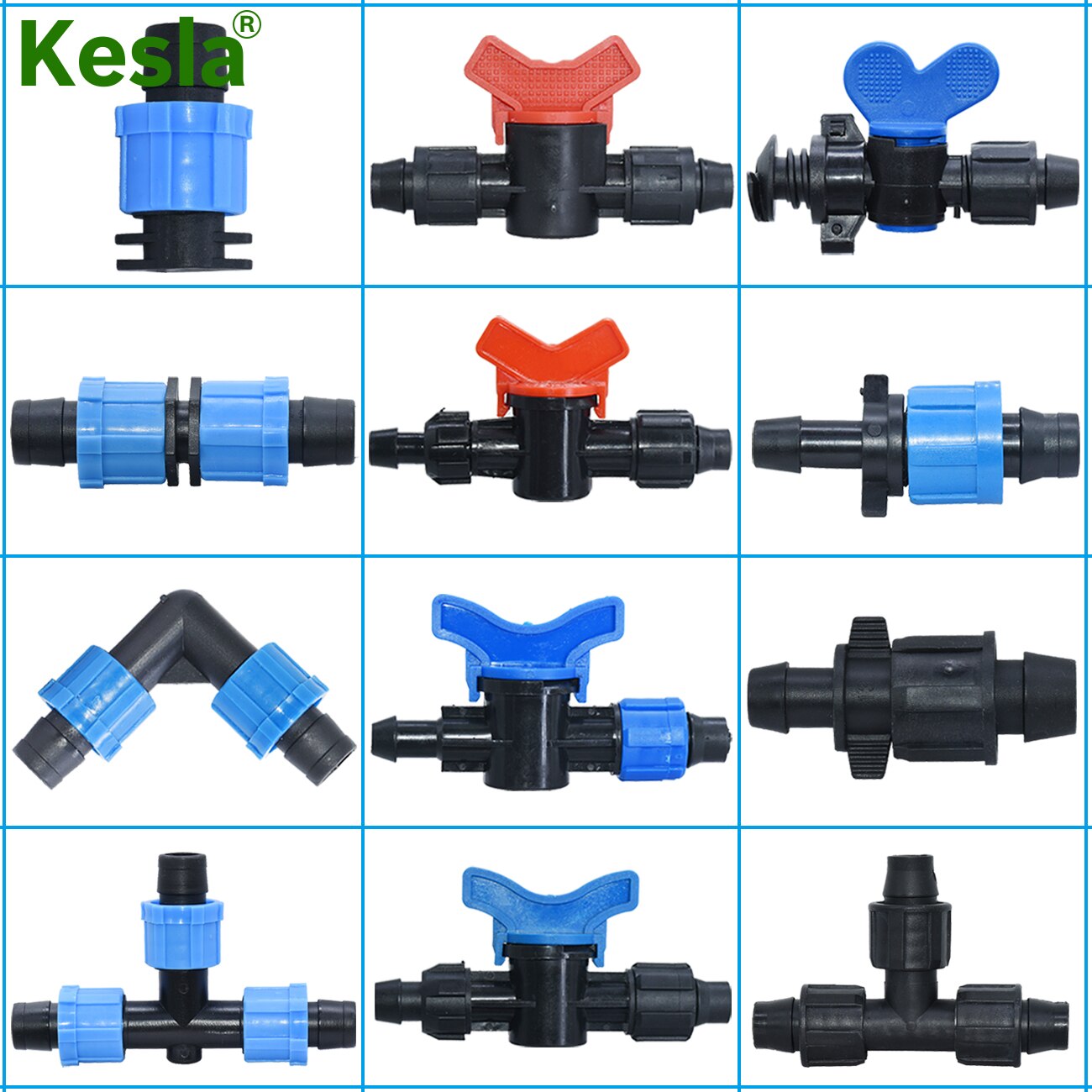KESLA Garten 16mm 5/8&#39;&#39; Bewässerung Tropf Band Abschaltung Ventil Bewässerung Rohr Schlauch Gelenke Ellenbogen Tee Ende Stecker gewinde sperren Anschluss