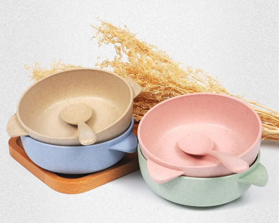 Yoghurtskålar bordsartiklar av vetehalm plasttallrikar yoghurtskålar havreskålar barntallrikar