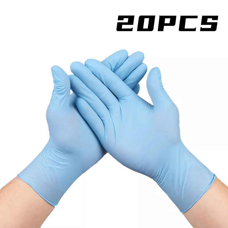 20 pièces gants en Nitrile noir gants en Latex jetables cuisine outil de nettoyage ménager gants de nettoyage ménager de jardin noir bleu rose: M / Rouge