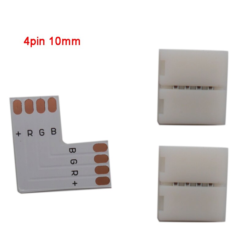 10 stk 2 pin 3 pin 4 pin 5 pin 6 pin l form led stik til tilslutning af hjørne retvinklet rgb rgbw rgbww 2811 2812 5050 led strip: 4 pin 10mm sæt