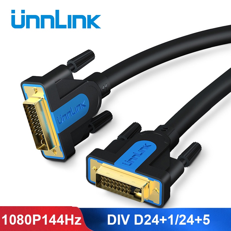 Unnlink Dvi Kabel Dvi D 24 + 1 4K Dual Link Kanaal 1080P 144Hz 1.5M 3M 5M 8M 15M Voor Grafische Kaart Pc Monitor Projector Computer