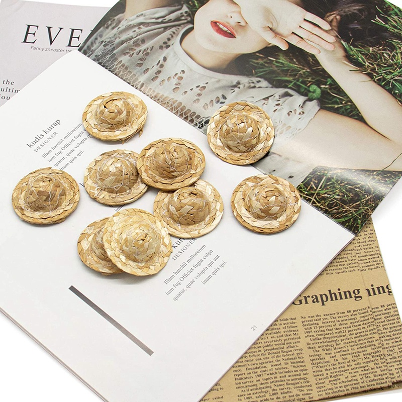 1:12 Dollhouse Straw Hat Miniature Knitting Hat Mini Straw Hat for DIY Craft Decoration Accessories