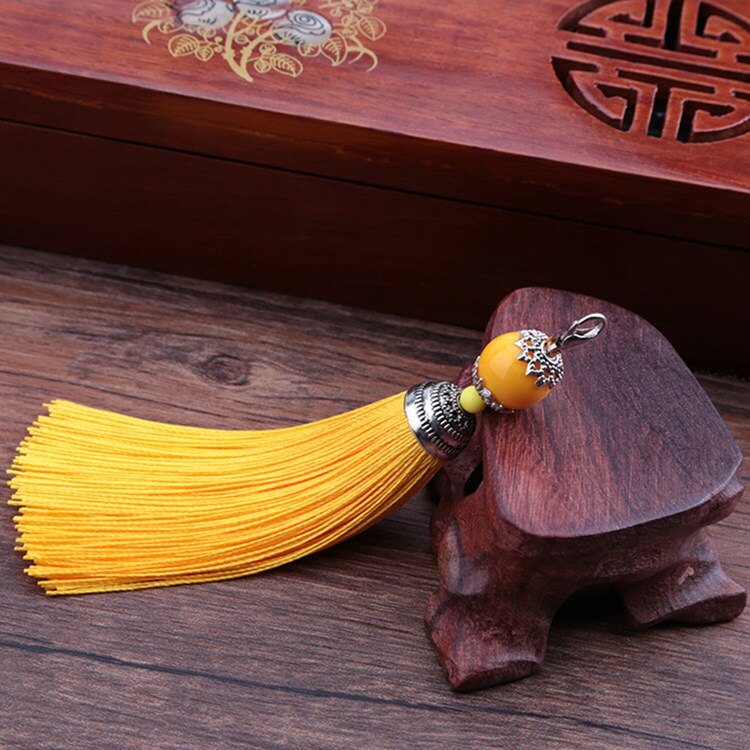 Pendentif à franges en mousqueton, 5 pièces, DIY, bijoux pour rideaux, accessoires décoratifs pour vêtements, sac pour clés de voiture, pompon artisanal pendentif: Yellow