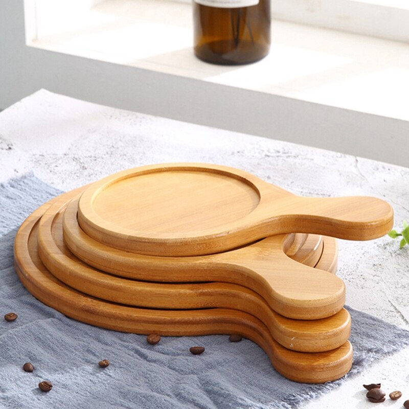 Bamboo Wooden Round Pizza Tray Cafe Dessert Pizza Tray Baking Pizza Tray