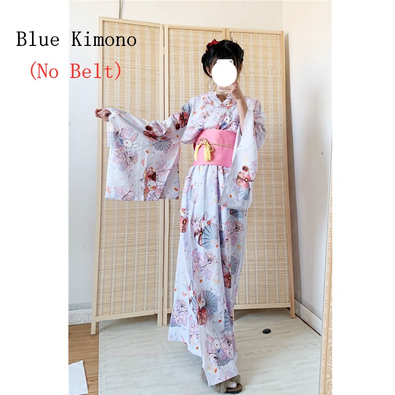 Vestido Kimono tradicional japonés para mujer, Kimono Oriental Yukata para Festival de Año , disfraces de Cosplay Vintage Obi: Color2 No Belt