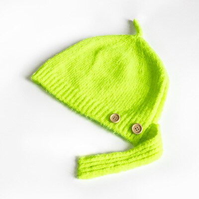 Geborduurde letters effen kinderwintermuts wollen streep gebreide kindermuts gehaakte meisjesmutsen winter jongensmuts babymutsen: Hemelsgroen