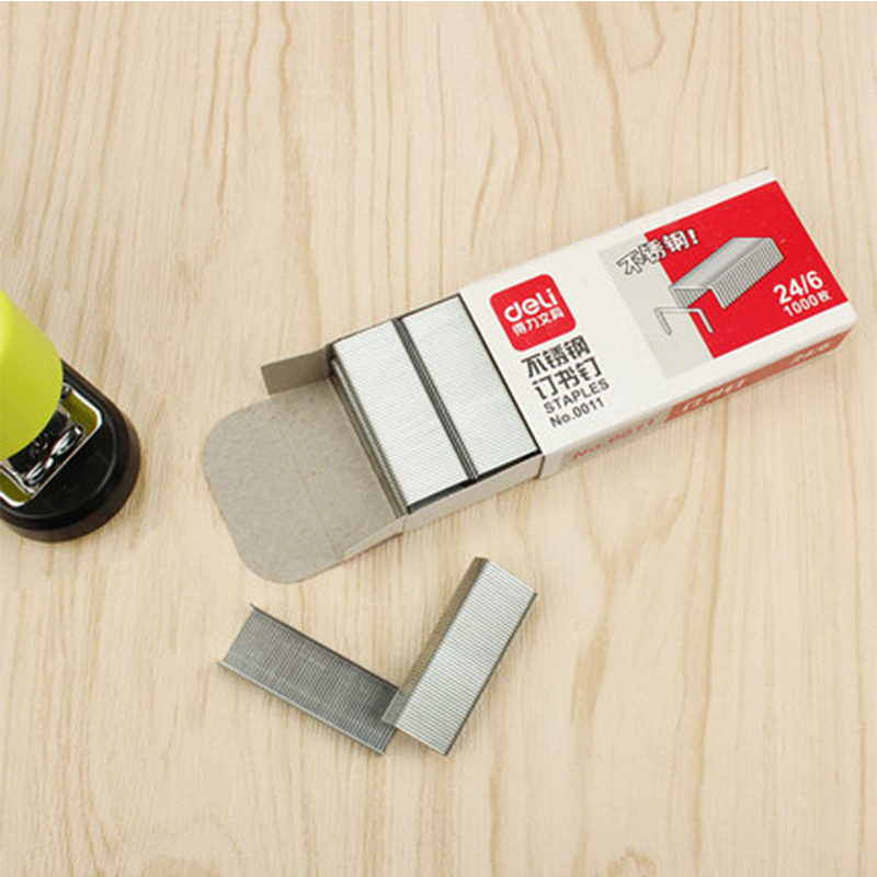 Deli staples 1000 pcs/box 24/6 7*3.7*1.5cm office Staples for Stapler Paper Binding Stationary Stainless steel stapler school
