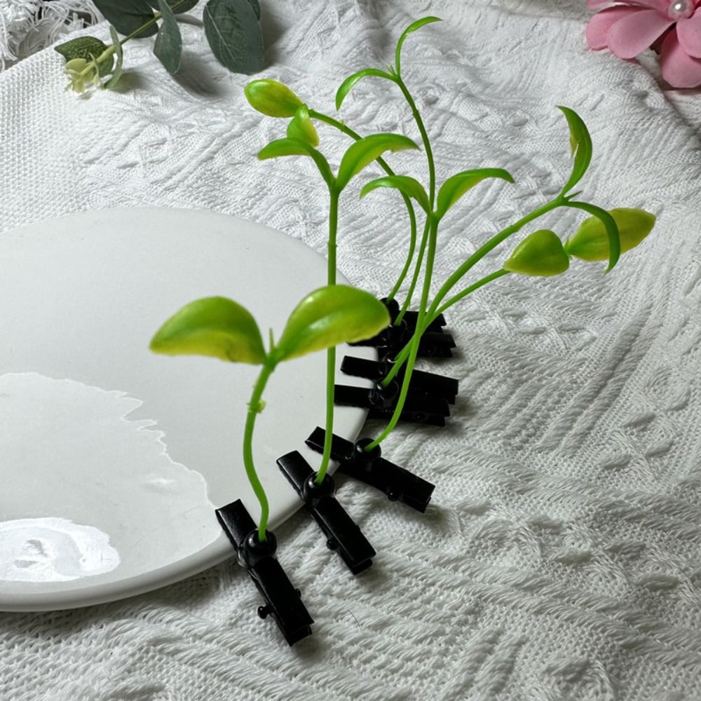 1Pair Simulation Bean Sprout Hair Clip Cherry Butterfly Flower Plant Hairpins Hair Accessories Funny Cartoon Duckbill Clips