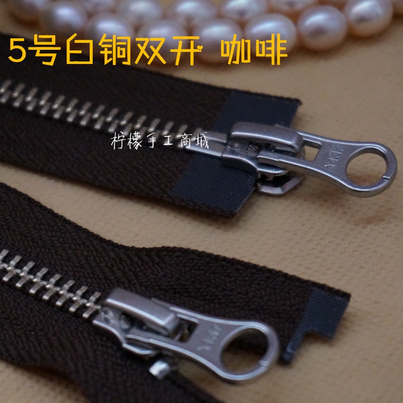 YKK-cárdigan con cremallera de metal, abrigo de café, prenda de plumón de 60-120cm, doble apertura, de cobre y níquel, 5 unidades