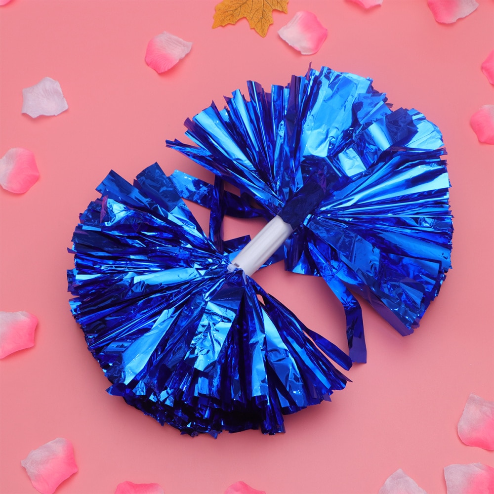 2 Pcs Cheering Balls Squad Spirited Shinny Cheerleading Kit Cheer Poms Cheerleaders Supples with Handle for Competition