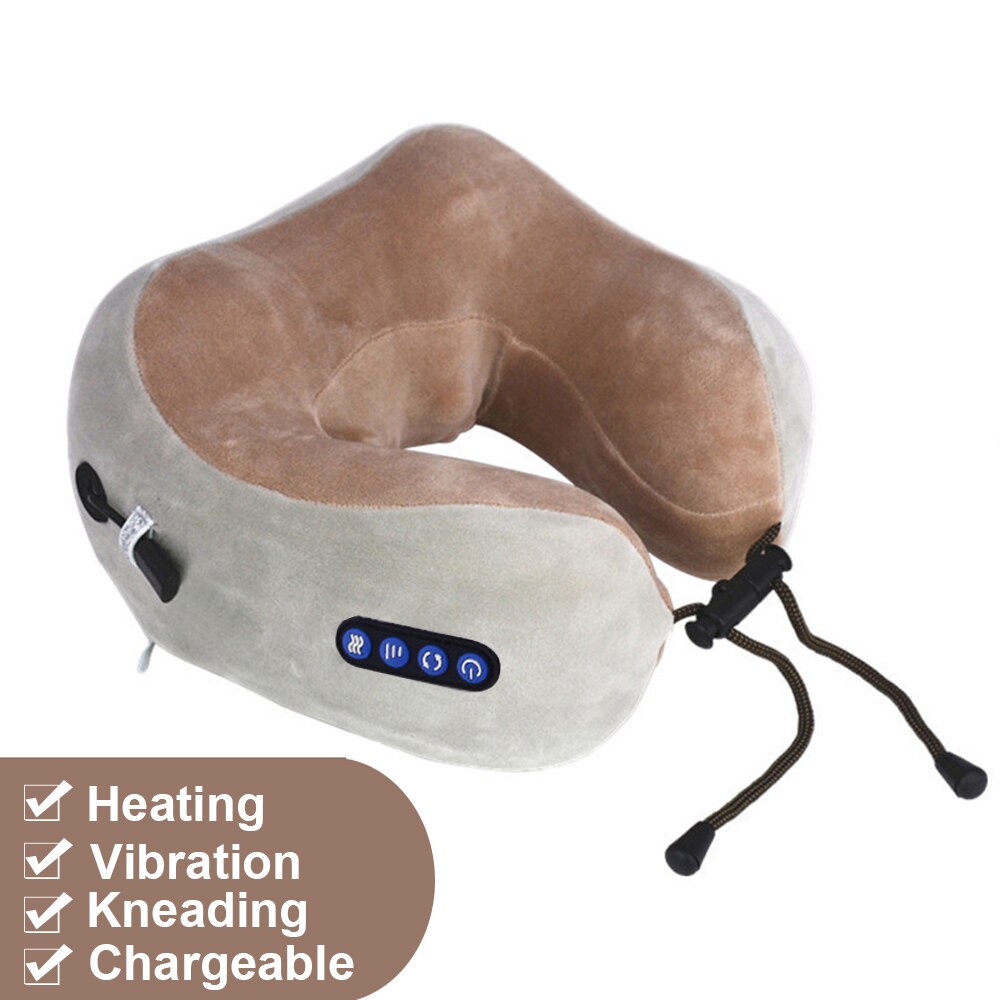 Elektrische Nek Massager Draagbare Massage Kussen Thuis Auto Schouder Relax Pijnbestrijding Fysiotherapie Verwarming Gezondheidszorg Tool: Coffee4 keys