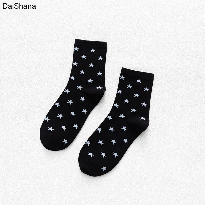 1Pairs Small Star Trend Medium Tube Socks Japanese Women&#39;s Cotton Socks: 02