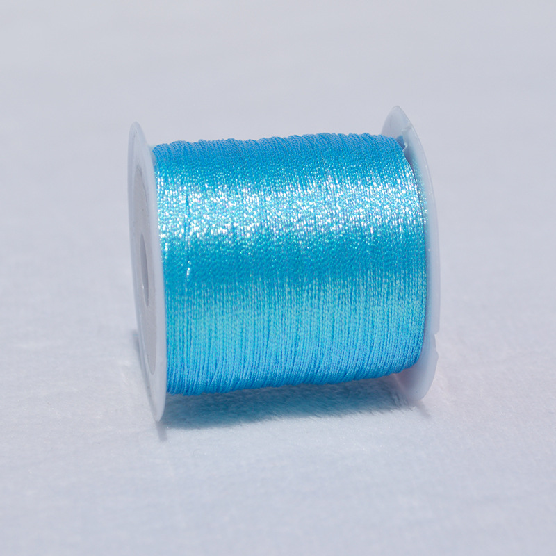 Cuerda trenzada de 3 hebras para pulsera, hilo colorido de oro y plata de 100M, bordado de cuentas de ganchillo, hilo hecho a mano: PINK BLUE