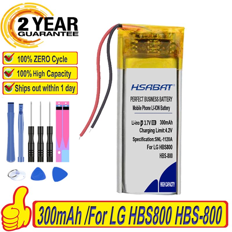 Hochwertiger 100% 300- mah-akku für lg 800 -800 bluetooth-kopfhörer + kostenloses werkzeug