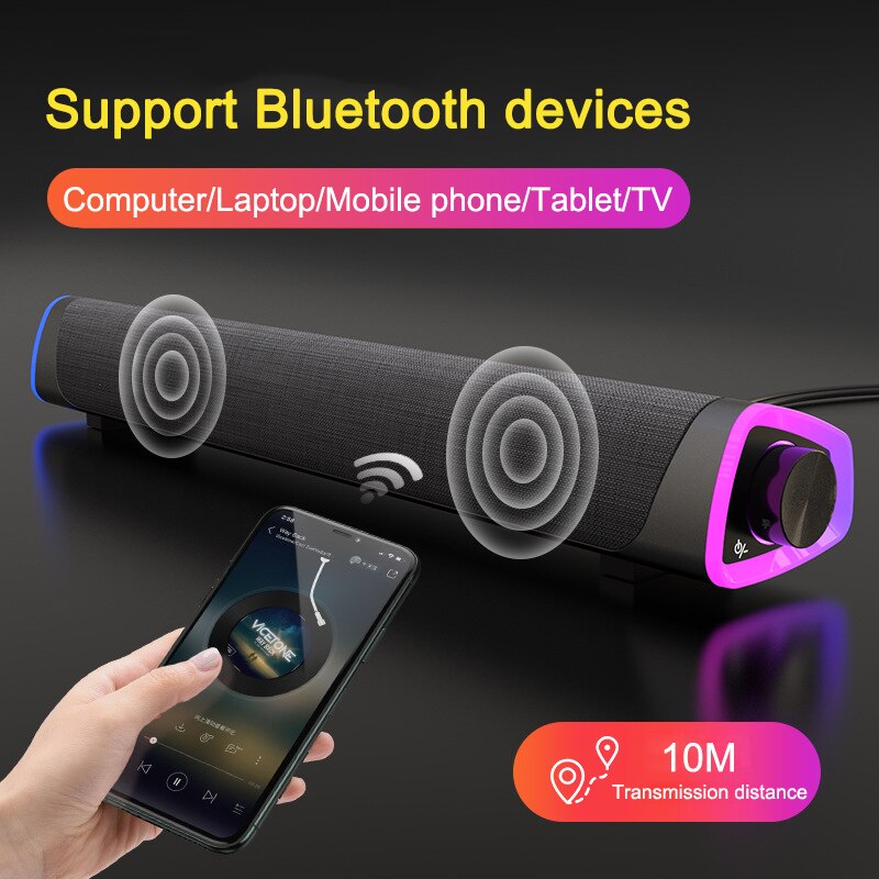 Soundbar tv høyttaler bluetooth aux usb fm radio kablet hjemmekino surround for pc tv høyttaler datamaskin soundbar