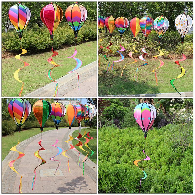 1/3/2Pcs Wind Chimes Rainbow Air Balloon Wind Spinner Rotating Sequins Windmill Wind Twister Hanging Decoration Random Color