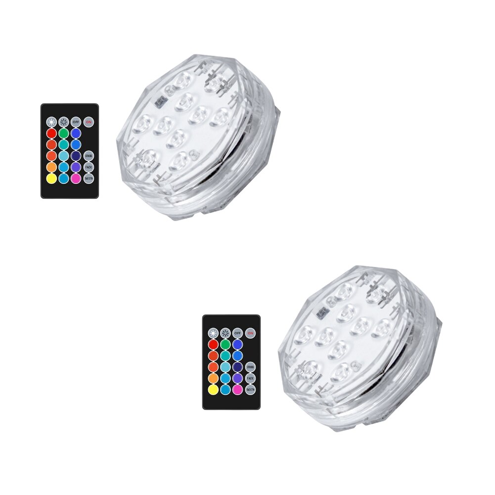 10Pcs Rgb Afstandsbediening Dompelpompen Licht IP68 Waterdichte Onderwater Licht Vijver Zwembad Decor Night Lamp Voor Aquarium: 2pcs