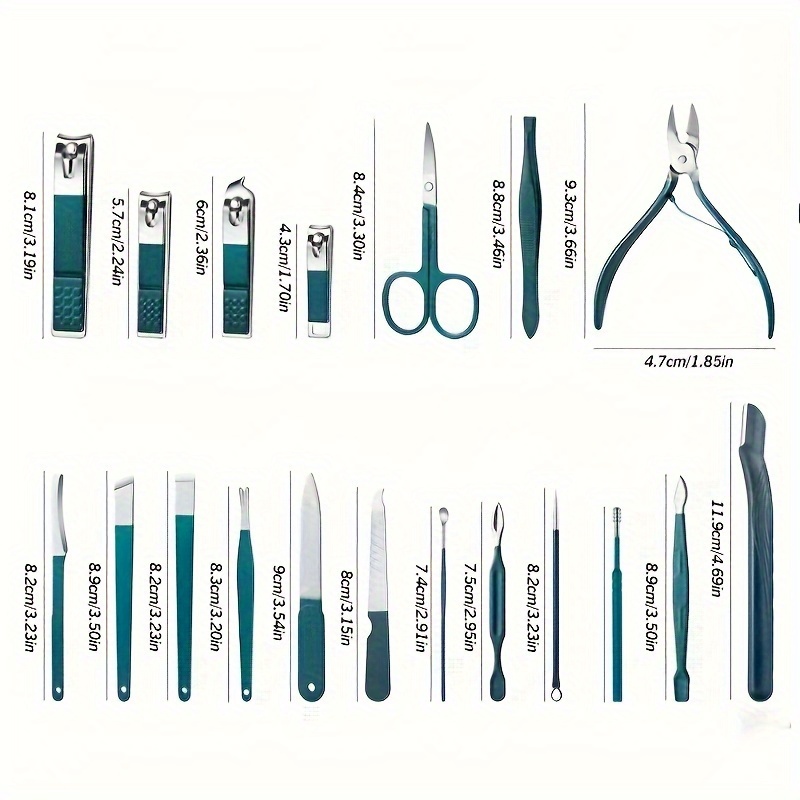 Kit para el cuidado de las uñas, juego de manicura y pedicura de acero inoxidable, cortaúñas con estuche de viaje, 7/10/12/18 piezas
