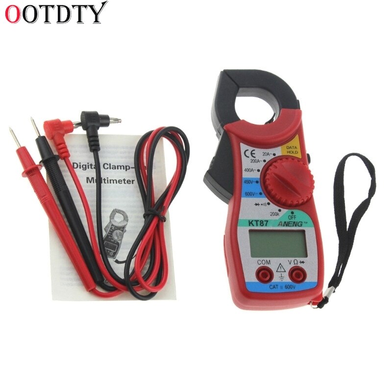 Ootdty digitalt multimeter ampere klemme meter strømtang tang ac / dc spændingstester data viser multimeter: Rød