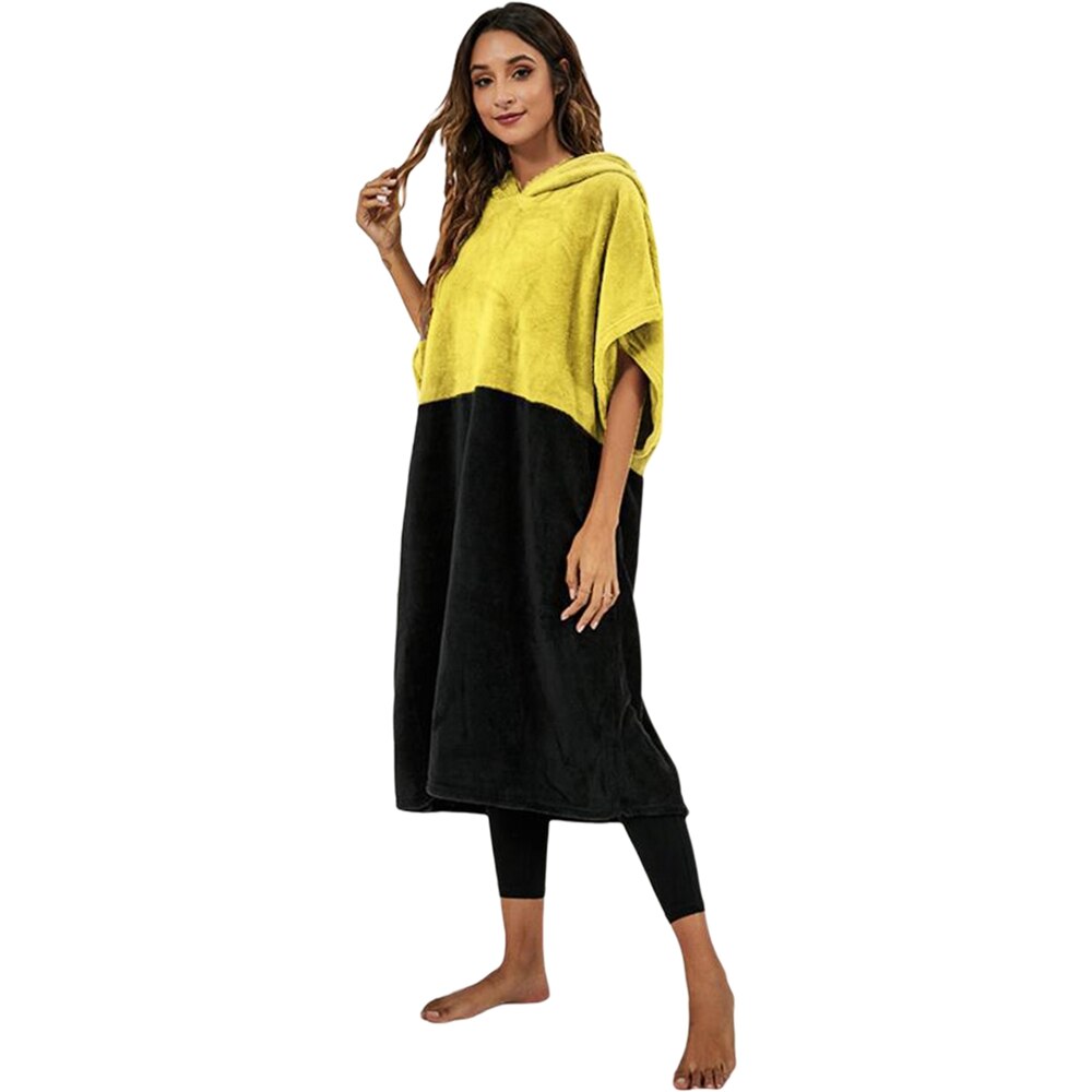 Toalla de playa con capucha gruesa Extra grande para mujer, Poncho de Surf con contraste de Color, secado rápido, toalla de microfibra, FGRTSD1: Y / XL