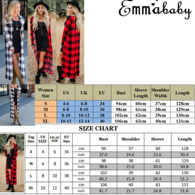 Women Cardigan Outwear Plaid Long Sleeve Cardigan Spring Autumn Ladies Sweater Long Plaid Long Coats Long Sleeve Loose