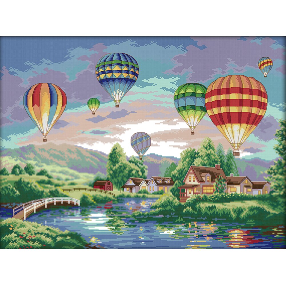 Canvas Kit Print Cross Stitch Wonderful Landscape 11CT Needlework DIY Stamp Interior Decoration Chinese Style Cross Stitch: F139