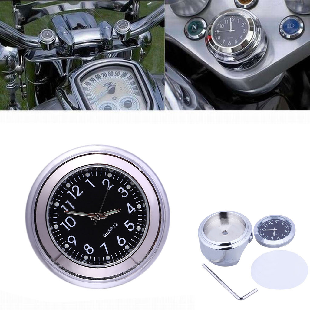 Montre de Moto en aluminium, étanche, Chrome, support de guidon, horloge lumineuse, accessoires