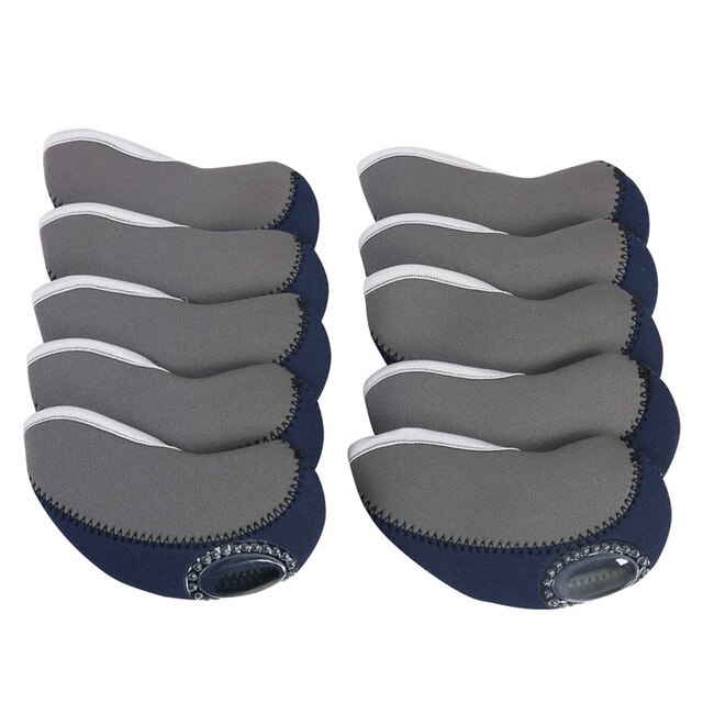 10Pcs Golf Head Covers Eisen Putter Schutz Outdoor Wasserdichte Golf Club Eisen Kopf Protector Golf Zubehör: Navy Blue