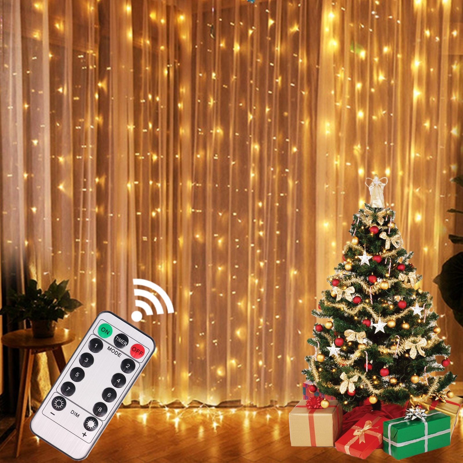 Guirnalda de luces con forma de adorno USB, guirnalda de hadas, cortina, luz navideña, decoración navideña para el hogar, lámpara decorativa de Año de Ramadán
