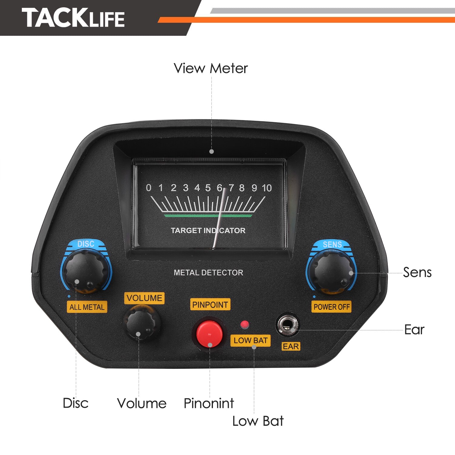 MD-4080 Metal Detector Adjustable Waterproof Metal Finder with DISC and Pinpoint Modes Audio Prompt Lightweight