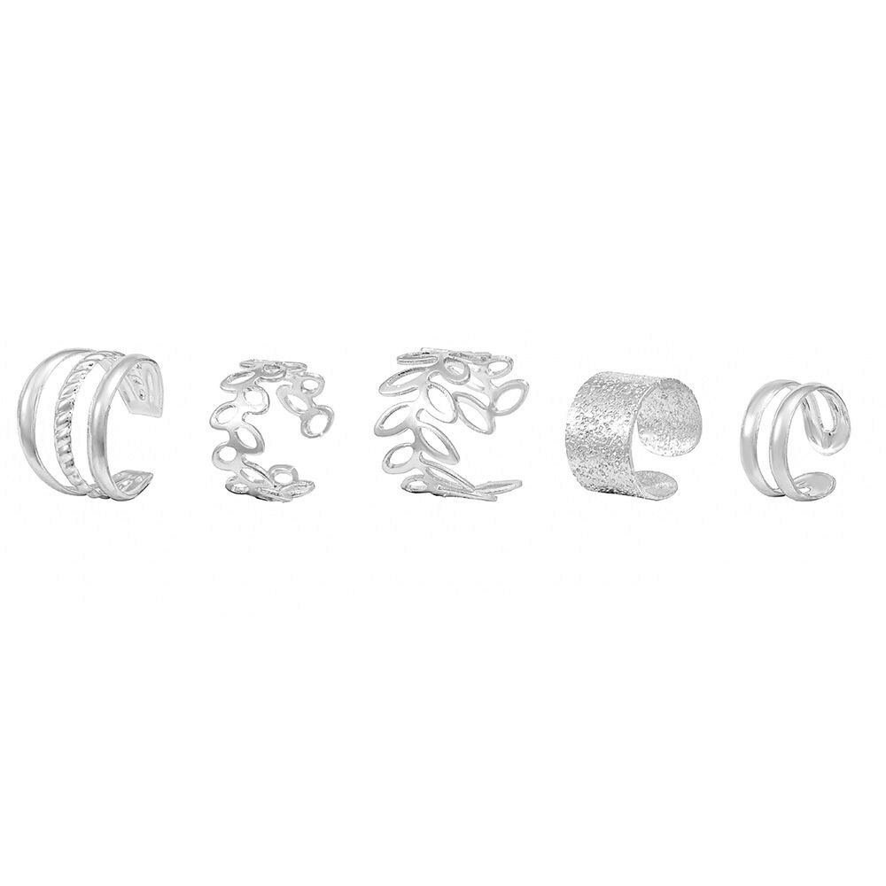 5 Teile/satz Koreanische Kreative Weibliche C-bilden Multi-schicht Clip Ohrringe Einfache Ohne Ohrlöcher Ohr Clip einstellen Schmuck: Silber-