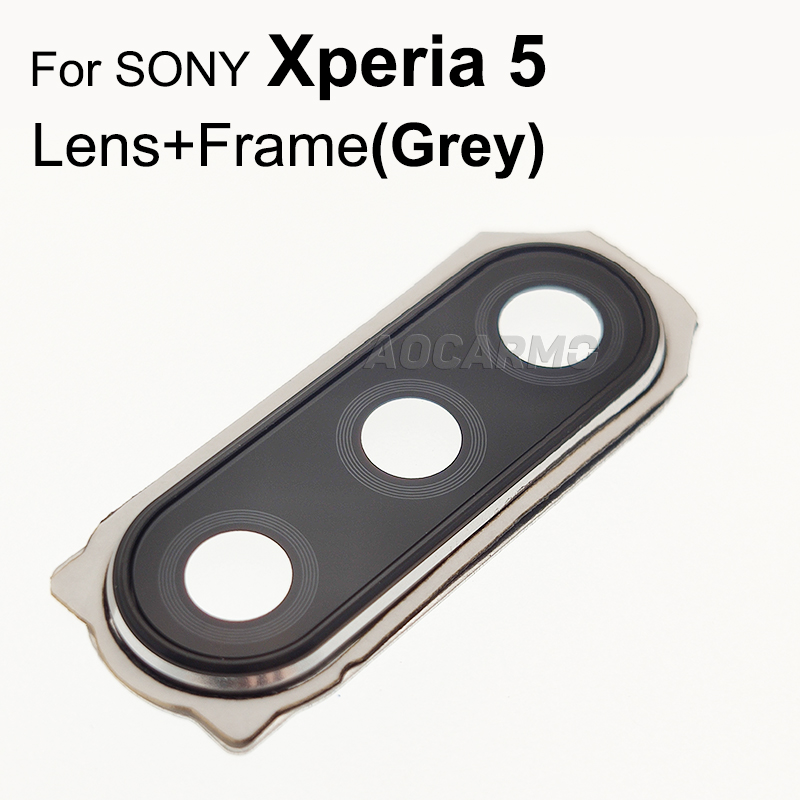 Aocarmo Achter Back Camera Lens Len Glas Met Metalen Frame Ring Lijm Voor Sony Xperia 5 X5 J8210 J9210 5II ii SO-52A SOG02: X5 Len Frame Grey