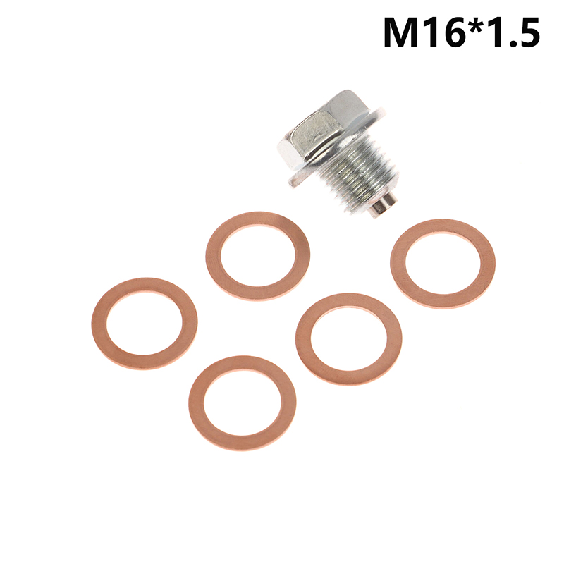 1Pc Auto Modificatie Magnetische Zuig Aftapplug Schroeven Met 5 Pakkingen Neodymium Magneet Rvs Bout Zware Olie plug: Donkergrijs
