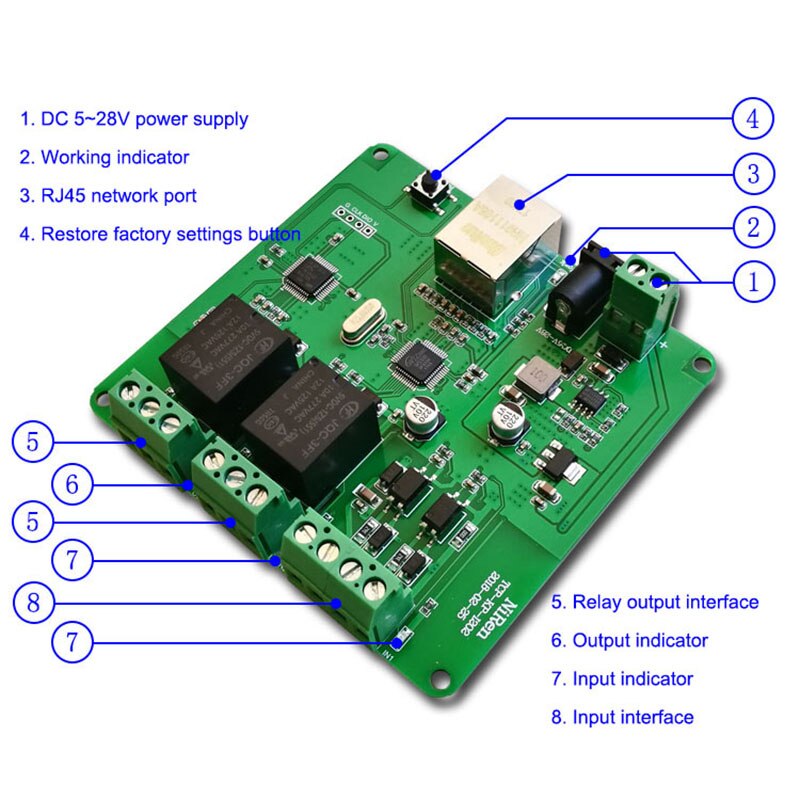 Ethernet network relay Secondary development of remote control IO module 2-way TCPIP Ethernet network relay electronics industry
