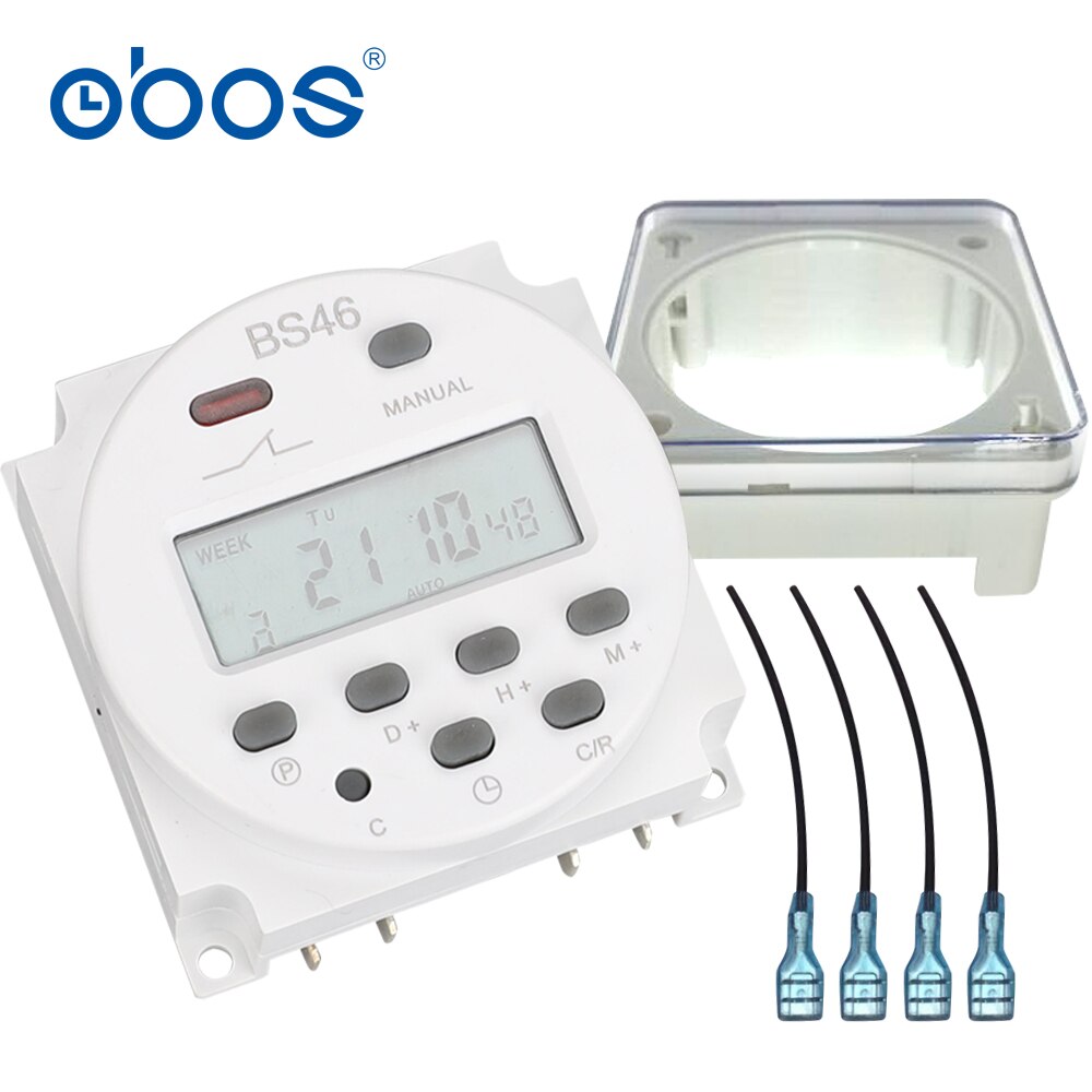 samll light power outage memory digital timer microcomputer timer switch weekly timer with 16times on/off dustproof shell 4 wire